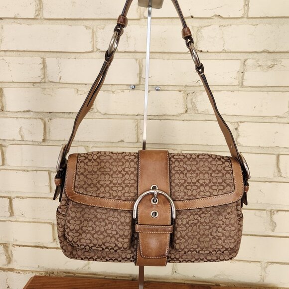 Vintage Coach Soho Signature C's Brown Shoulder Bag - Picture 2 of 15